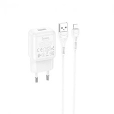 Мережевий зарядний пристрій Hoco C96A USB-A (10.5W · 2.1A) з кабелем USB-A – Lightning (White)