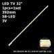 Боковая подсветка для телевизора Samsung 32″ LEFT58 V1 (1 планка 392 мм, 58 LED 5x3 мм, 3 В)