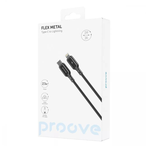 Кабель Proove Flex Metal Type-C – Lightning (1 м · 27W · 3A) (Black)