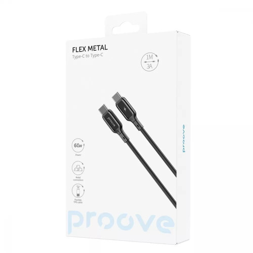Кабель Proove Flex Metal Type-C – Type-C (1 м · 60W · 3A) (Black)