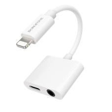 Переходник Borofone BV12 Lightning – Lightning + 3.5 мм (White)