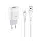Сетевое зарядное устройство Hoco C73A 2xUSB-A (12W · 2.4A) с кабелем USB-A – Lightning (White)