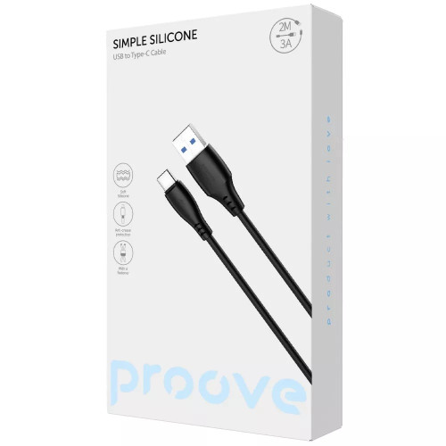 Кабель Proove Simple Silicone USB-A – Type-C (2 м · 15W · 3A) (Black)