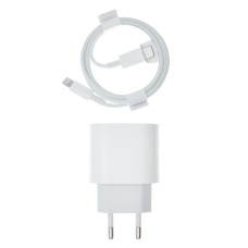 Мережевий зарядний пристрій для iPhone USB-C (20W · 3A) з кабелем Type-C – Lightning (NO LOGO) (White)