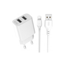 Сетевое зарядное устройство XO L109 2xUSB-A (12W · 2.4A) с кабелем USB-A – Lightning (White)