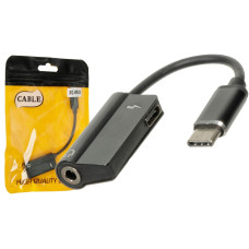 Переходник XGW639 Type-C – Type-C + 3.5 мм (тех. пак) (Black)