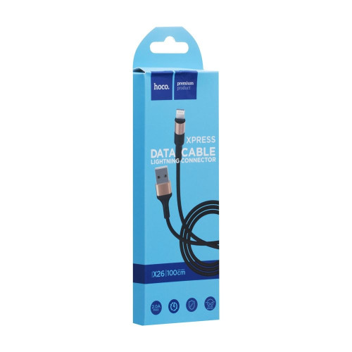 Кабель Hoco X26 USB-A – Lightning (1 м · 10W · 2A) (Black/Gold)