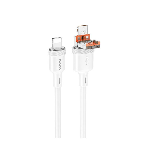 Кабель Hoco U131 2-в-1 USB-A+Type-C to Lightning (1.2 м) (White)