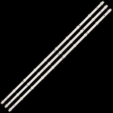 Прямая подсветка для телевизора Akai 43″ 3X10 (3 планки по 802 мм, 10 LED, линза 15,5 мм, 3 В)