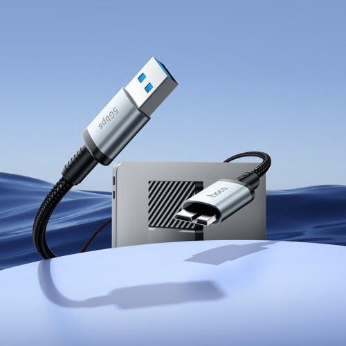 Мультимедійний кабель Hoco US10 USB-A – Micro-USB 3.0 5Gbit/s (0.5 м) (Black)