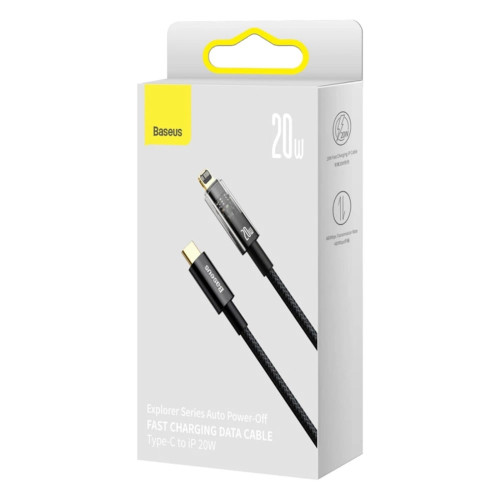 Кабель Baseus Explorer Series Auto Power-Off Type-C – Lightning (1 м · 20W · 3A) (CATS000001) (Black)