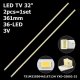 Бокова підсвітка для телевізора Liberton 32″ V1.2 (2 планки по 361 мм, 36 LED 5x3 мм, 3 В)