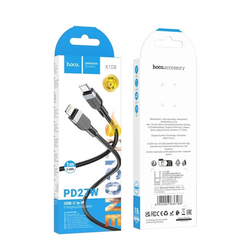 Кабель Hoco X109 Type-C – Lightning (1 м · 27W · 3A) (Black)