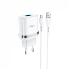 Мережевий зарядний пристрій Hoco N1 USB-A (12W · 2.4A) з кабелем USB-A – Micro-USB (White)