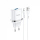 Сетевое зарядное устройство Hoco N1 USB-A (12W · 2.4A) с кабелем USB-A – Micro-USB (White)