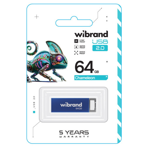 Флешка Wibrand Chameleon 64GB USB 2.0 (Blue)