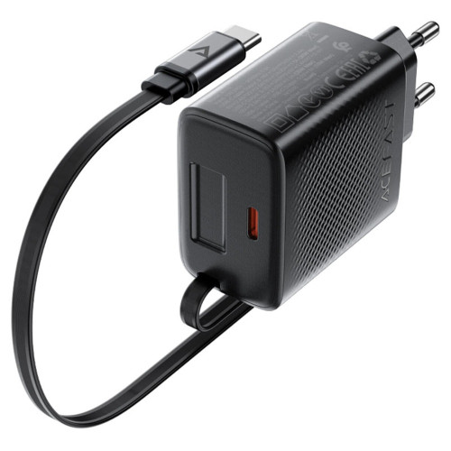 Сетевое зарядное устройство Acefast A110 2xUSB-C (30W · 3A) (Black)