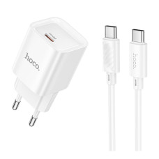 Мережевий зарядний пристрій Hoco C146A USB-C (20W · 3A) з кабелем Type-C – Type-C (White)