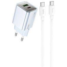 Сетевое зарядное устройство Hoco N46 USB-A+USB-C (20W · 3A) с кабелем Type-C – Type-C (Blue)