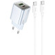 Сетевое зарядное устройство Hoco N46 USB-A+USB-C (20W · 3A) с кабелем Type-C – Type-C (Blue)