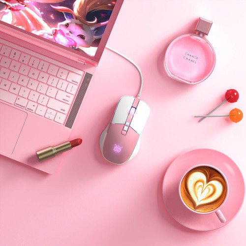 Мышка проводная игровая Onikuma CW916 (White/Pink)