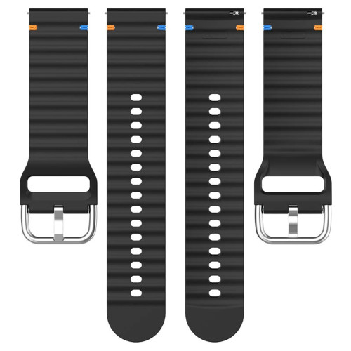 Ремешок универсальный 20 мм Silicone Wavy для Amazfit, Samsung, Huawei (Black)