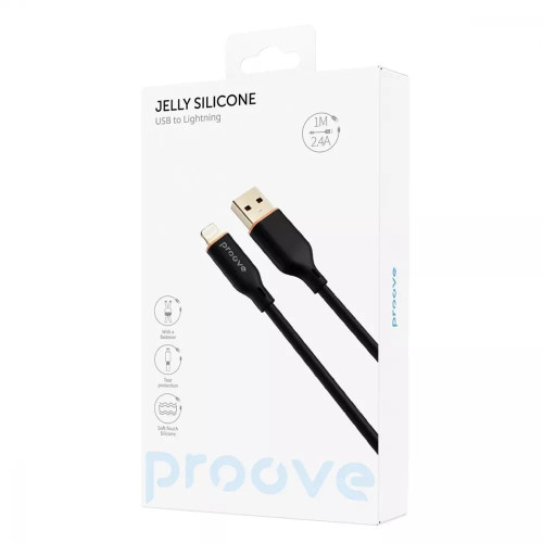 Кабель Proove Jelly Silicone USB-A – Lightning (1 м · 12W · 2.4A) (Black)