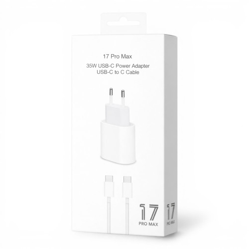 Сетевое зарядное устройство для iPhone 17 USB-C (35W · 3A) с кабелем Type-C – Type-C (NO LOGO) (White)