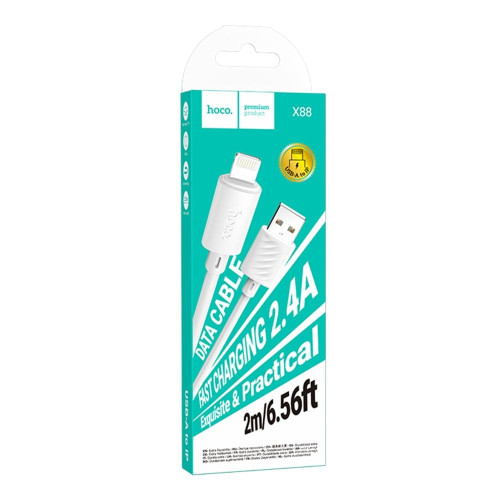 Кабель Hoco X88 USB-A – Lightning (2 м · 12W · 2.4A) (White)