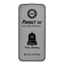 Захисне скло 5S UHD Privacy 26° для Apple iPhone 16 Plus (Full Glue) (Black)