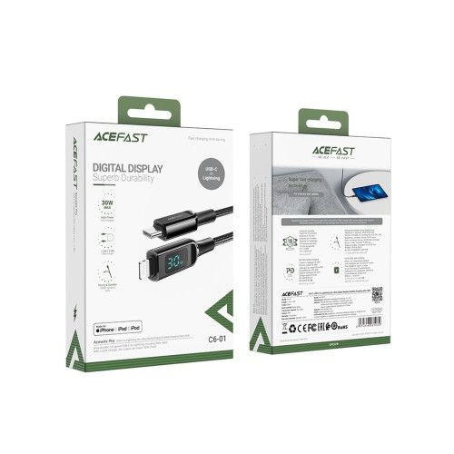 Кабель Acefast C6-01 Type-C – Lightning (1.2 м · 30W · 3A) (Black)