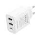 Сетевое зарядное устройство Borofone BA105A 2xUSB-A+USB-C (15W · 3A) (White)
