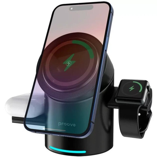 Беспроводное зарядное устройство Proove Optimus 3в1 (22.5W) (Black)