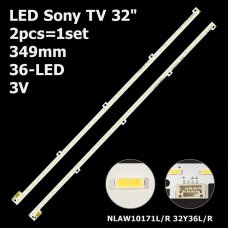 Бокова підсвітка для телевізора Sony 32″ NLAW10171L/R (L+R, 2 планки по 349 мм, 36 LED 4x1,5 мм, 3 В)