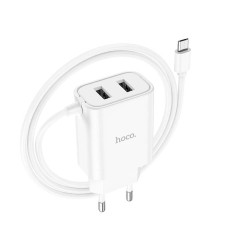 Сетевое зарядное устройство Hoco C103A 2xUSB-A (10.5W · 2.1A) с кабелем USB-A – Micro-USB (White)