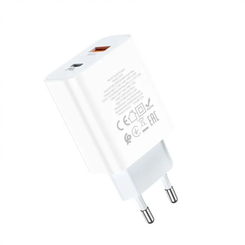Сетевое зарядное устройство Hoco C97A USB-A+USB-C (20W · 3A) (White)