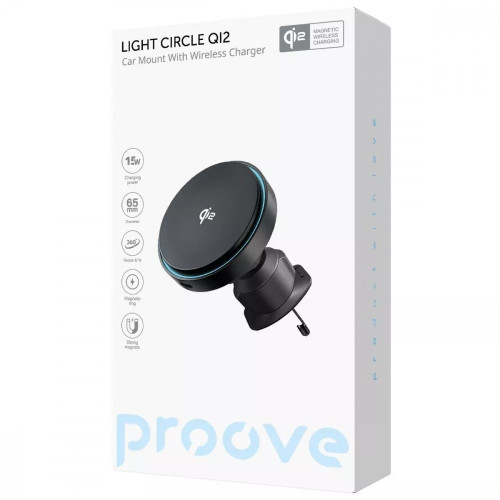 Автодержатель Proove Light Circle Qi2 15W black