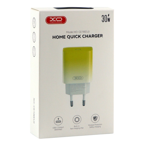 Сетевое зарядное устройство XO CE18 USB-C (30W · 3A) (Yellow)