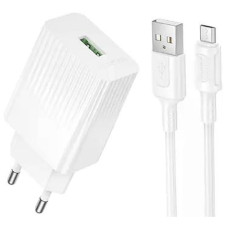 Сетевое зарядное устройство Borofone BAS72A USB-A (18W · 3A) с кабелем USB-A – Type-C (White)