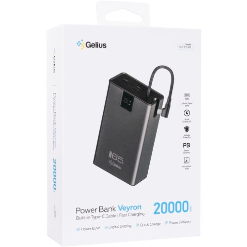 Повербанк Gelius Veyron GP-PB312 QC+PD 65W (20000 mAh) (Black)