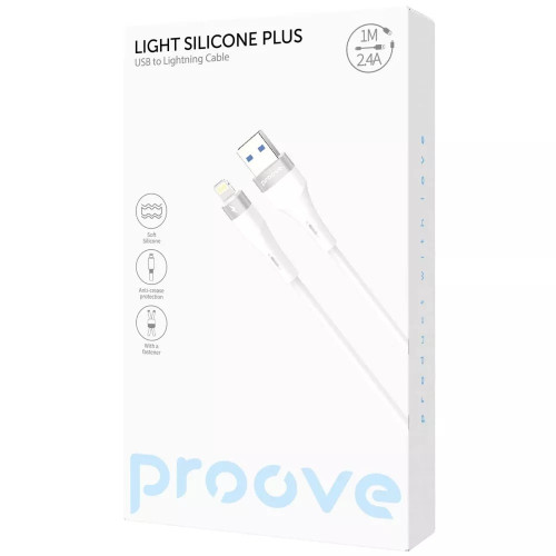 Кабель Proove Light Silicone Plus USB-A – Lightning (1 м · 12W · 2.4A) (White)