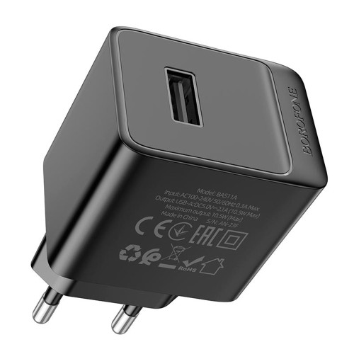 Сетевое зарядное устройство Borofone BAS11A USB-A (10.5W · 2.1A) (Black)