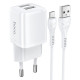Мережевий зарядний пристрій Hoco N8 2xUSB-A (12W · 2.4A) з кабелем USB-A – Micro-USB (White)
