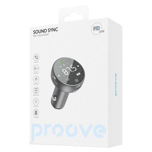 FM-модулятор Proove Sound Sync USB-A+USB-C (30W · 3A) (Gray)