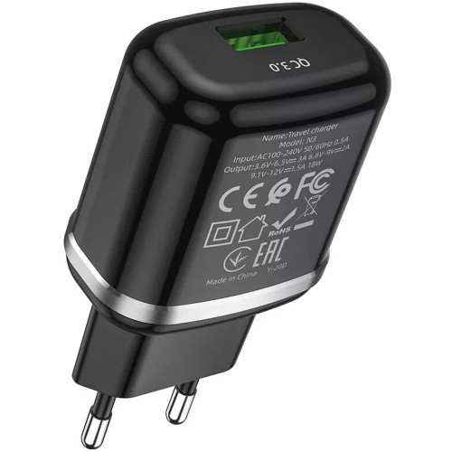Сетевое зарядное устройство Hoco N3 USB-A (18W · 3A) (Black)