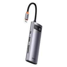 USB-хаб Baseus Metal Gleam Series 7в1 (2xUSB 3.0 · HDMI 4K · Type-C · Type-C PD · microSD · SD) (Gray)