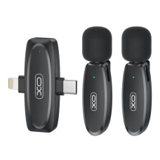 Беспроводной петличный микрофон XO MKF010 Twin Type-C + Lightning (Black)