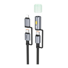Кабель Hoco U138 Type-C – Type-C and Lightning з ліхтариком (1.2 м · 60W · 3A) (Black)