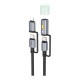 Кабель Hoco U138 Type-C – Type-C and Lightning с фонариком (1.2 м · 60W · 3A) (Black)