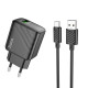 Сетевое зарядное устройство Hoco CS21A USB-A (18W · 3A) с кабелем USB-A – Type-C (Black)